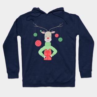 Reindeer with ornaments and present Hoodie